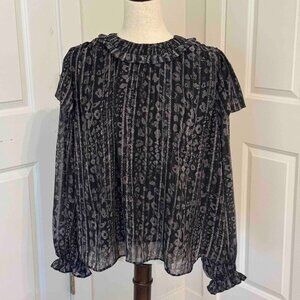 Current Air Flowy Black Gray Long Sleeve Top Size M